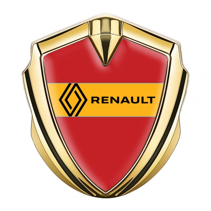 Renault Domed Emblem Badge Gold Crimson Print Modern Logo Design