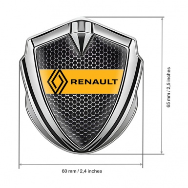 Renault Bodyside Domed Emblem Silver Dark Mesh Modern Logo Design