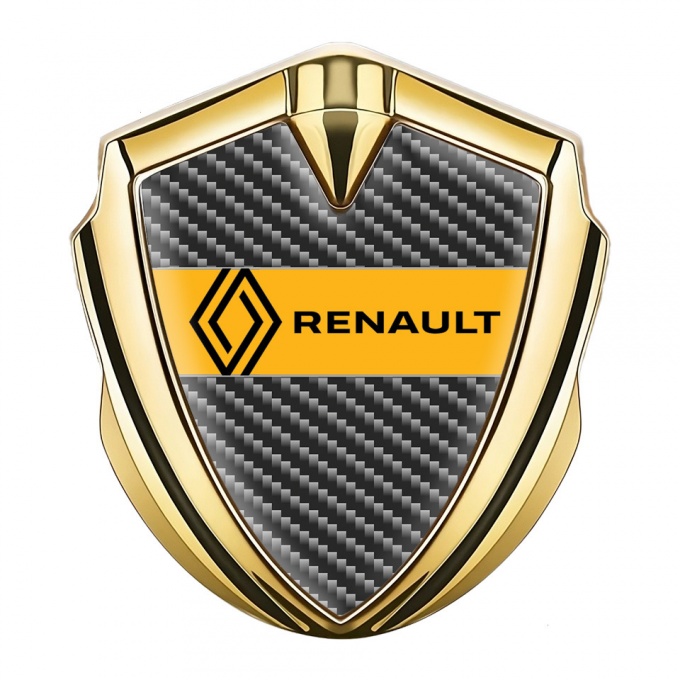 Renault Emblem Badge Self Adhesive Gold Dark Carbon Modern Logo
