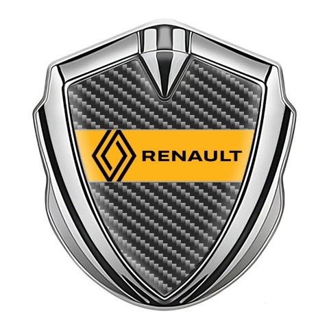 Renault Emblem Badge Self Adhesive Silver Dark Carbon Modern Logo
