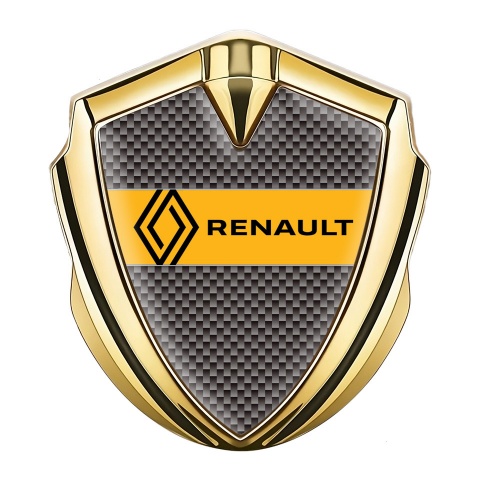 Renault Silicon Emblem Badge Gold Grey Carbon Modern Logo Design