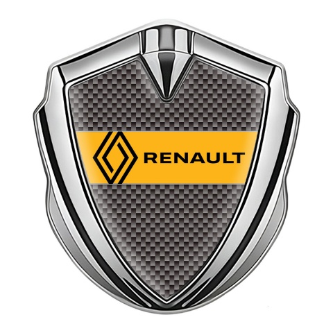 Renault Silicon Emblem Badge Silver Grey Carbon Modern Logo Design