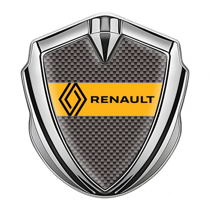Renault Silicon Emblem Badge Silver Grey Carbon Modern Logo Design