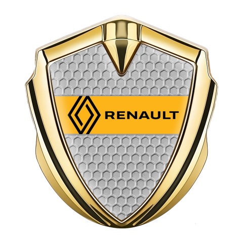 Renault Emblem Car Badge Gold Grey Honeycomb Modern Logo Edition