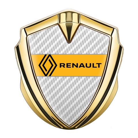 Renault Emblem Silicon Badge Gold White Carbon Modern Logo Edition