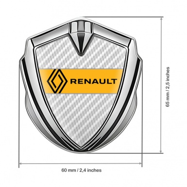 Renault Emblem Silicon Badge Silver White Carbon Modern Logo Edition