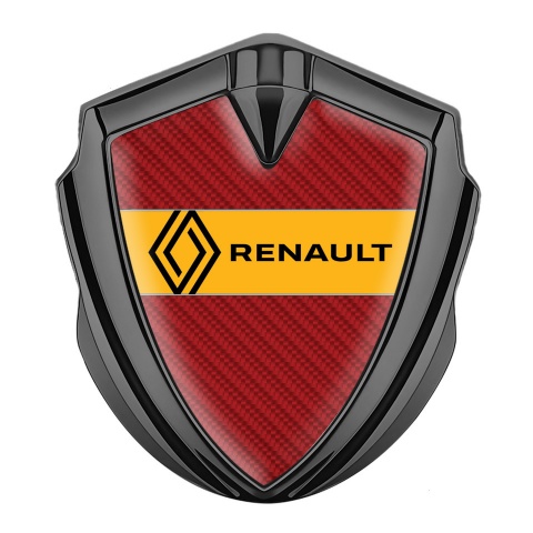 Renault Metal Domed Emblem Graphite Red Carbon Modern Logo Design