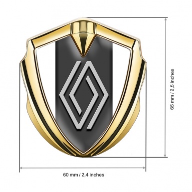 Renault Emblem Trunk Badge Gold White Base Grey Big Logo