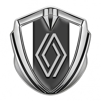 Renault Emblem Trunk Badge Silver White Base Grey Big Logo