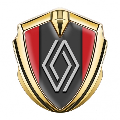 Renault Emblem Self Adhesive Gold Red Print Grey Big Logo