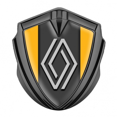 Renault Metal Emblem Badge Graphite Orange Print Grey Big Logo