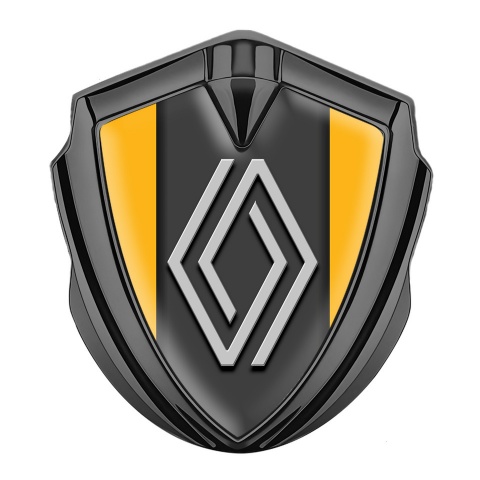 Renault Metal Emblem Badge Graphite Orange Print Grey Big Logo