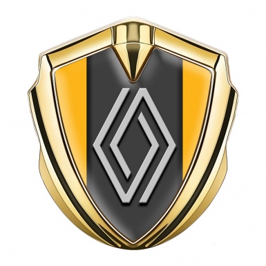 Renault Metal Emblem Badge Gold Orange Print Grey Big Logo