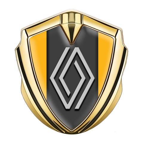 Renault Metal Emblem Badge Gold Orange Print Grey Big Logo