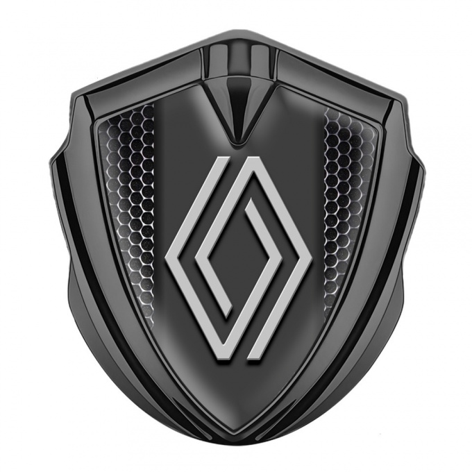 Renault Bodyside Domed Emblem Graphite Steel Grate Grey Big Logo