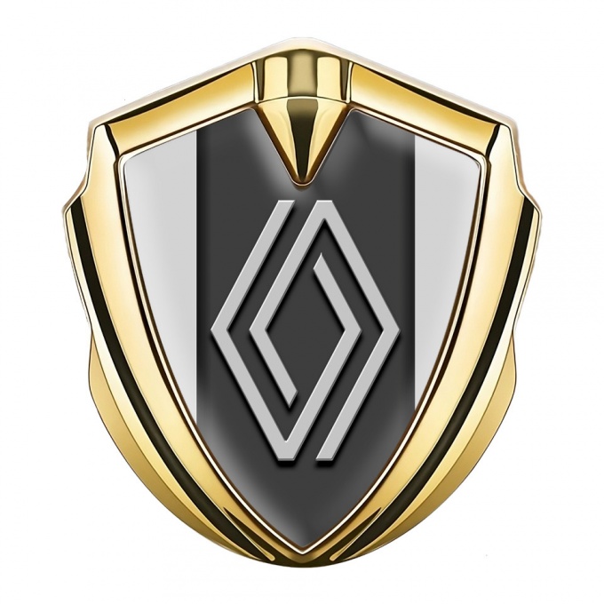 Renault 3d Emblem Badge Gold Moon Grey Frame Modern Big Logo