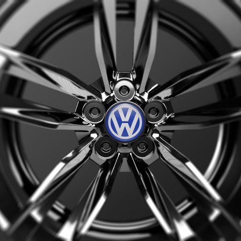 VW Volkswagen Wheel Center Cap Domed Stickers Navy Blue Classic