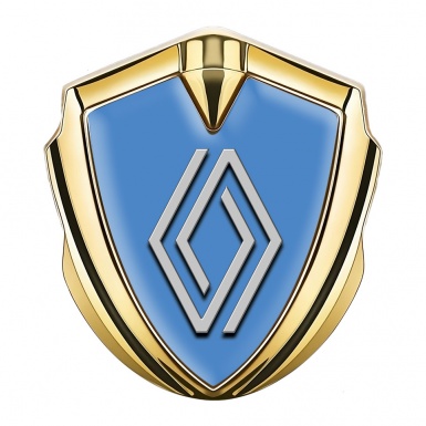 Renault Emblem Trunk Badge Gold Glacial Blue Modern Logo Variant