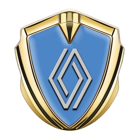 Renault Emblem Trunk Badge Gold Glacial Blue Modern Logo Variant