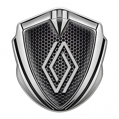 Renault Metal Emblem Badge Silver Black Grate Modern Logo Edition