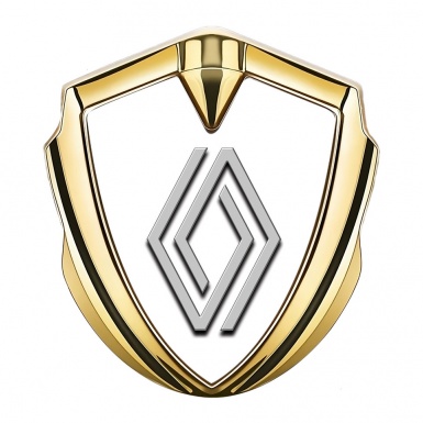 Renault Emblem Metal Badge Gold White Print Clean Logo Edition