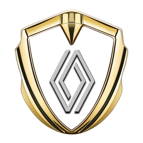 Renault Emblem Metal Badge Gold White Print Clean Logo Edition
