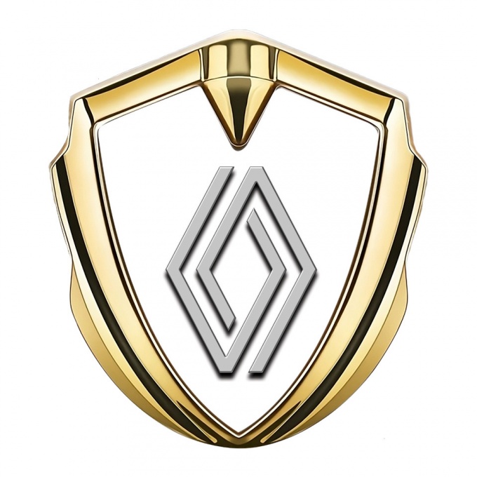 Renault Emblem Metal Badge Gold White Print Clean Logo Edition