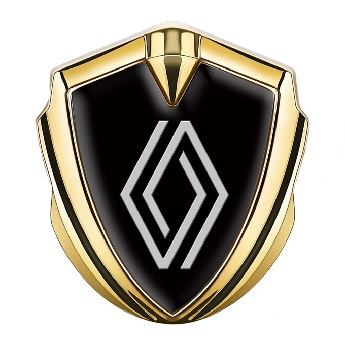 Renault 3d Emblem Badge Gold Black Print Clean Logo Design