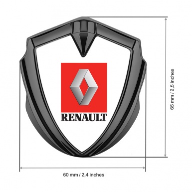 Renault Emblem Car Badge Graphite White Base Red Square Logo Design