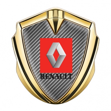 Renault Badge Self Adhesive Gold Light Carbon Red Square Logo Design