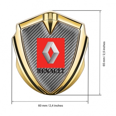 Renault Badge Self Adhesive Gold Light Carbon Red Square Logo Design