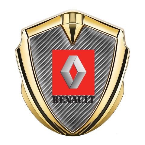 Renault Badge Self Adhesive Gold Light Carbon Red Square Logo Design