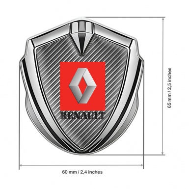 Renault Badge Self Adhesive Silver Light Carbon Red Square Logo Design
