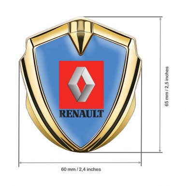 Renault Emblem Fender Badge Gold Glacial Blue Red Square Logo Motif
