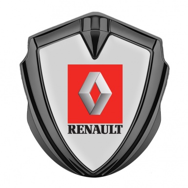 Renault Metal Emblem Self Adhesive Graphite Moon Grey Red Square Logo