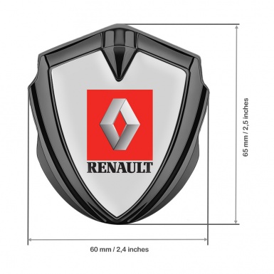 Renault Metal Emblem Self Adhesive Graphite Moon Grey Red Square Logo