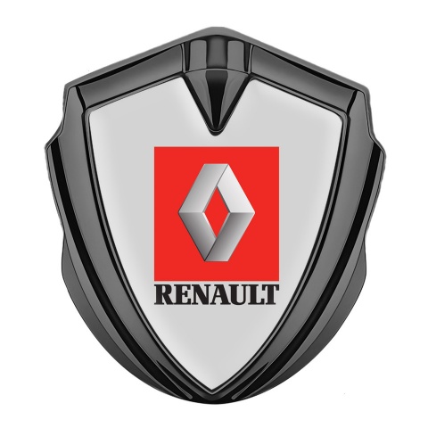 Renault Metal Emblem Self Adhesive Graphite Moon Grey Red Square Logo