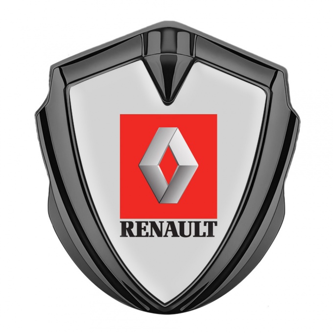 Renault Metal Emblem Self Adhesive Graphite Moon Grey Red Square Logo