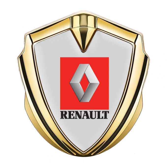 Renault Metal Emblem Self Adhesive Gold Moon Grey Red Square Logo