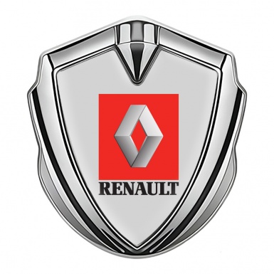 Renault Metal Emblem Self Adhesive Silver Moon Grey Red Square Logo