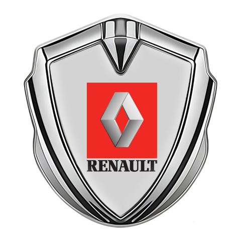 Renault Metal Emblem Self Adhesive Silver Moon Grey Red Square Logo