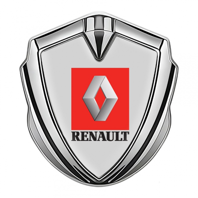 Renault Metal Emblem Self Adhesive Silver Moon Grey Red Square Logo