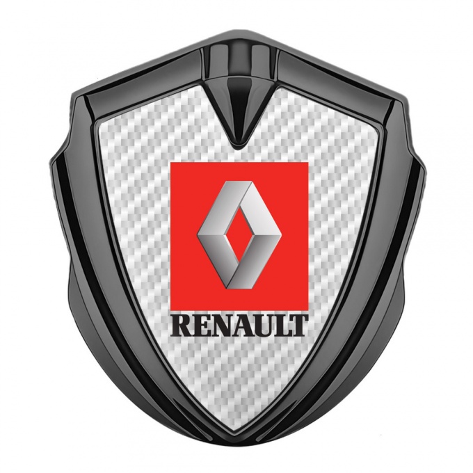 Renault Fender Emblem Badge Graphite White Carbon Red Square Logo