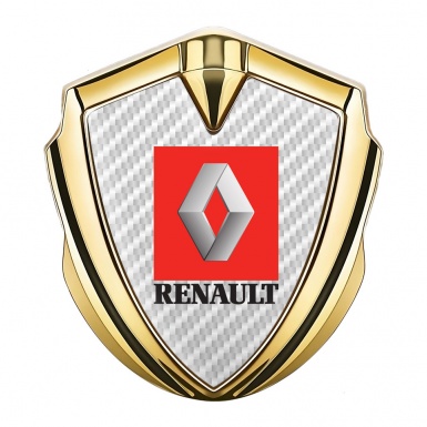 Renault Fender Emblem Badge Gold White Carbon Red Square Logo
