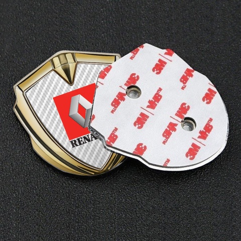 Renault Fender Emblem Badge Gold White Carbon Red Square Logo