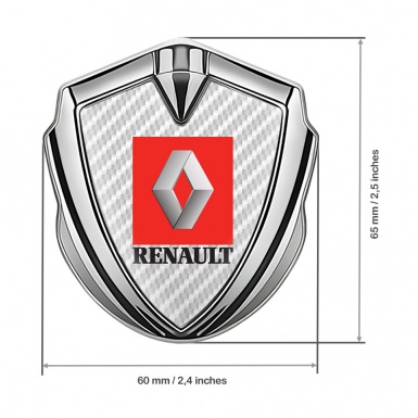 Renault Fender Emblem Badge Silver White Carbon Red Square Logo