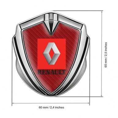 Renault Emblem Trunk Badge Silver Red Carbon Crimson Square Logo