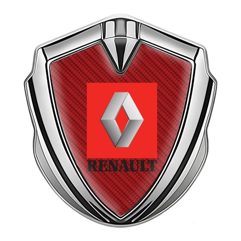 Renault Emblem Trunk Badge Silver Red Carbon Crimson Square Logo