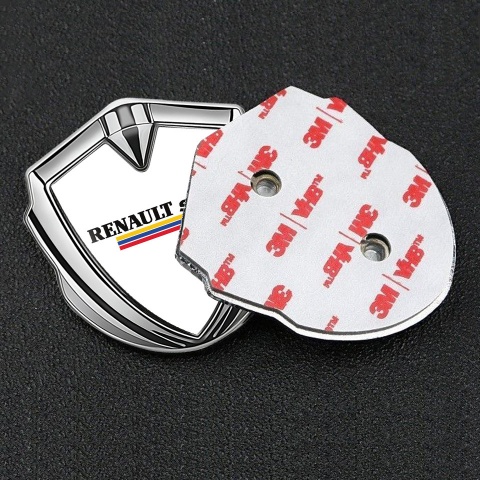 Renault Sport Emblem Self Adhesive Silver White Base Tricolor Edition