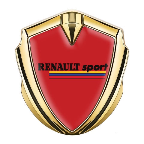 Renault Sport Metal Emblem Badge Gold Crimson Base Tricolor Motif